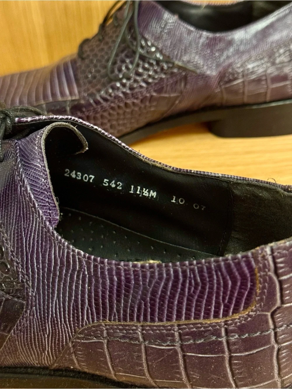 Stacy Adams Purple Croc & Lizard Textured Lace-Up Oxfords, Mens 11.5